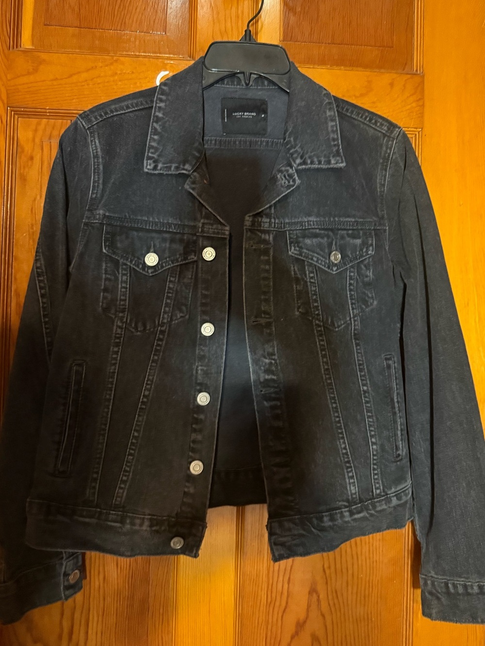 Lucky Brand Tomboy Trucker Denim Jacket Navarre Black Size M 7W15411